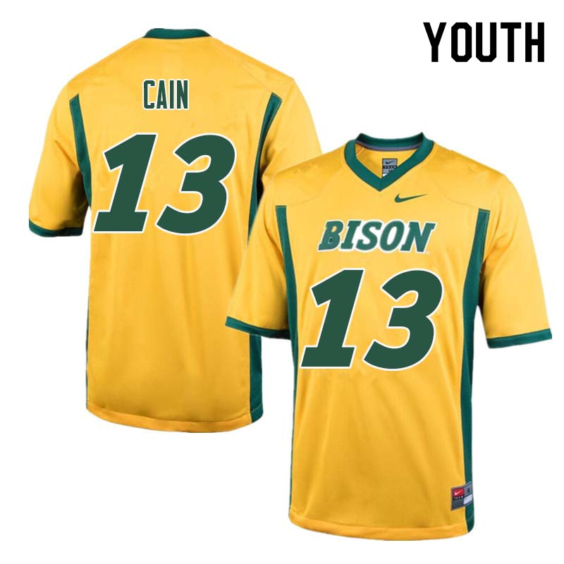 Youth #13 Desmond Cain North Dakota State Bison College Football Jerseys Sale-Yellow - Click Image to Close